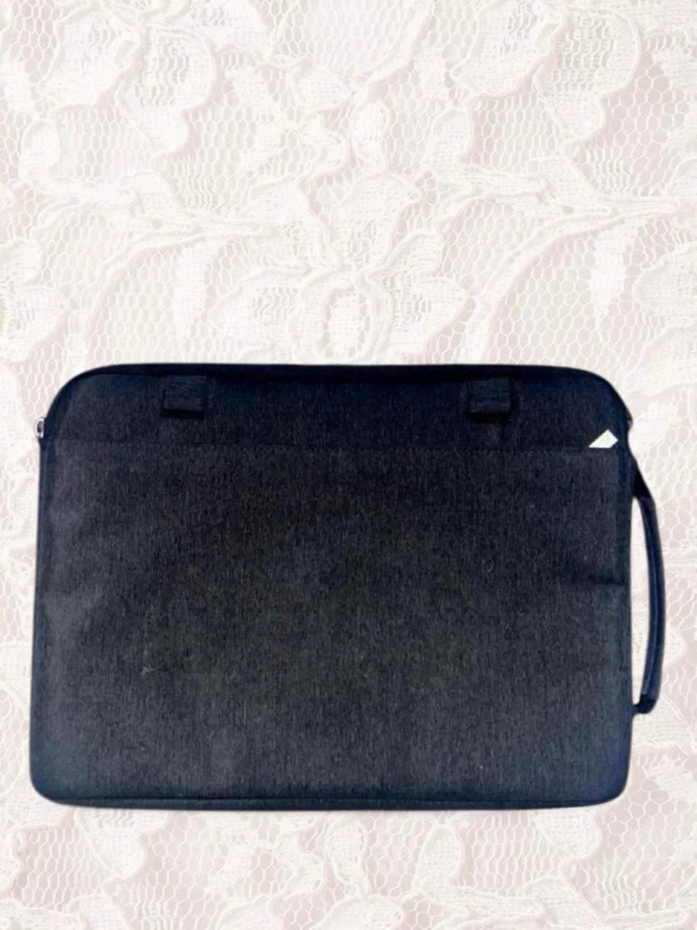 Slim Black Laptop Sleeve with Front Zip and Carry Handle